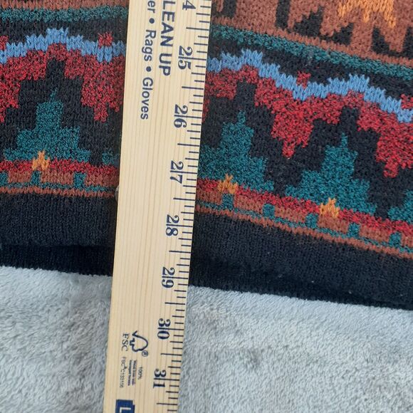 Le Moda Women Sz M Aztec Southwestern Multicolor Cardigan Sweater Button Up - Picture 4 of 9